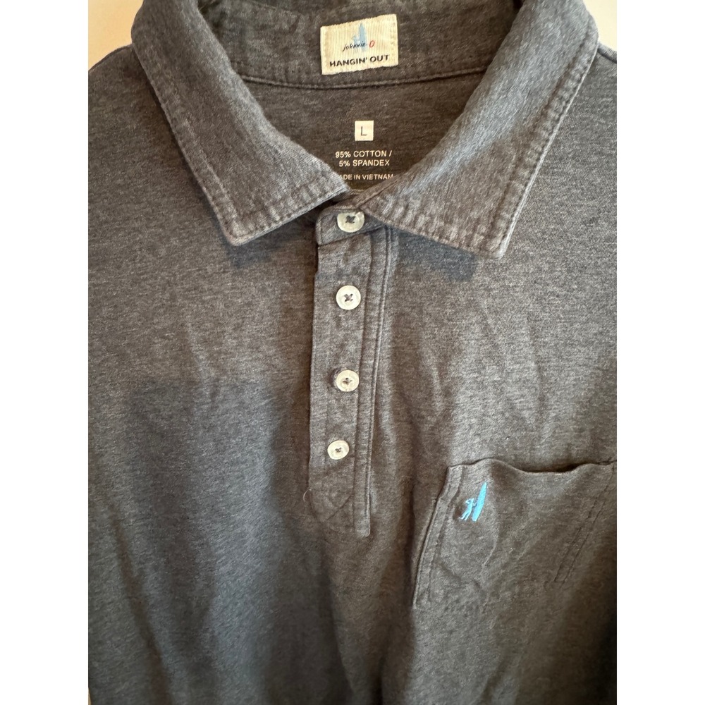 Johnnie-O Hangin Out Mens Large Gray Heather Short Sleeve Pocket Polo Shirt